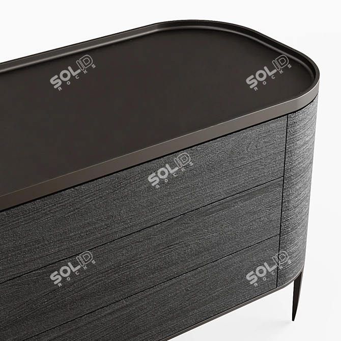 Modern Black Elm Chest of Drawers 3D model image 4