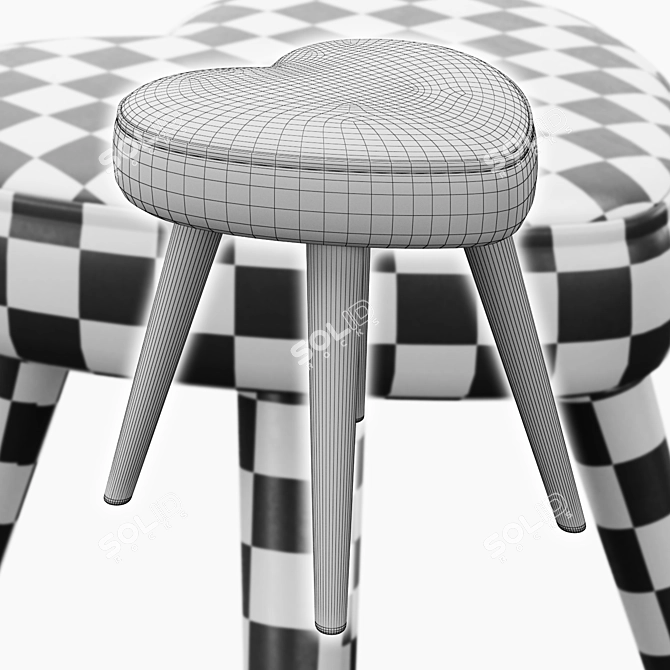 Heart Shape Cushion Stool: Elegant and Comfortable 3D model image 5