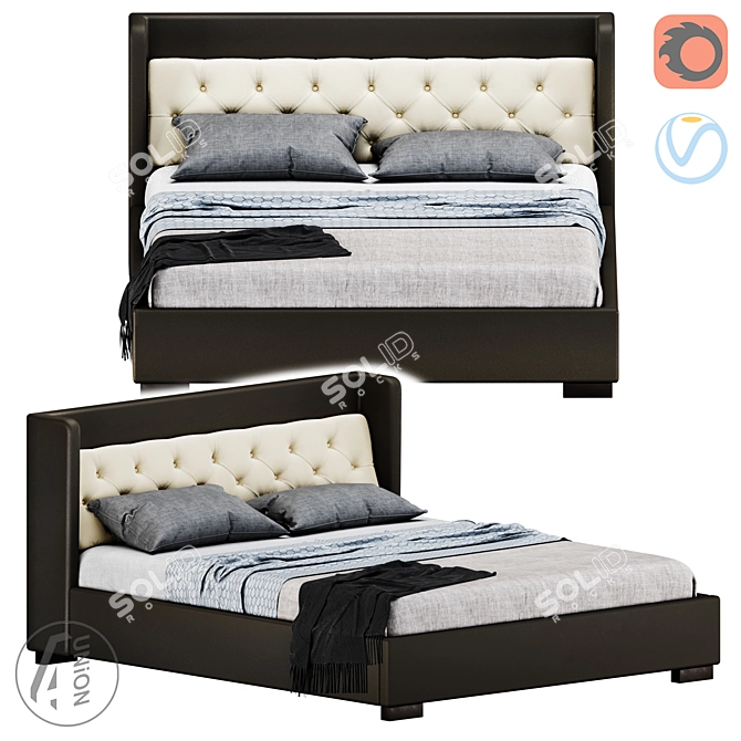 Luxury King Size Bed in SL-0053 Design 3D model image 1