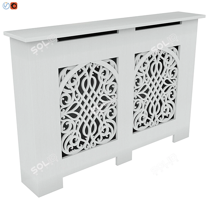 Elegant Carved Radiator Cover 3D model image 2