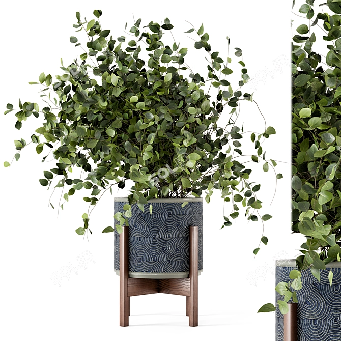 Rusty Concrete Pot Set with Indoor Plants 3D model image 1