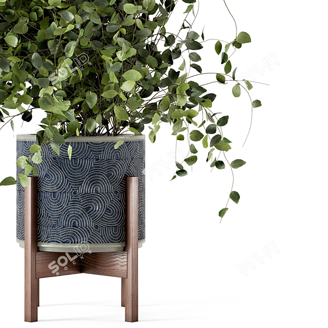 Rusty Concrete Pot Set with Indoor Plants 3D model image 3