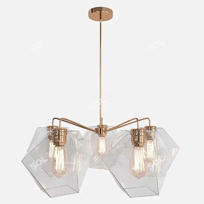 Clear Glass Faceted Chandelier 3D model image 1