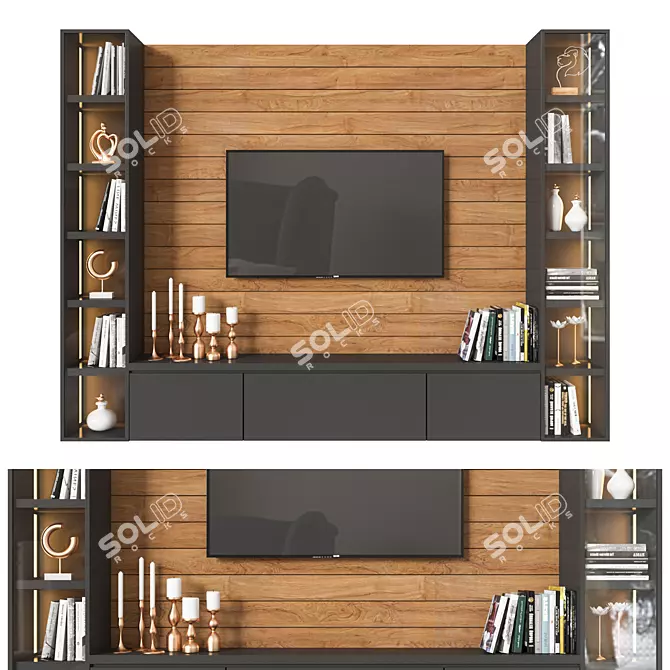 Modern TV Wall Unit 02 3D model image 1