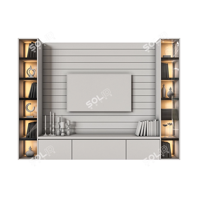 Modern TV Wall Unit 02 3D model image 2