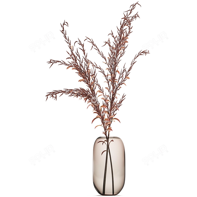 Golden Dried Bouquet in Vase 3D model image 2