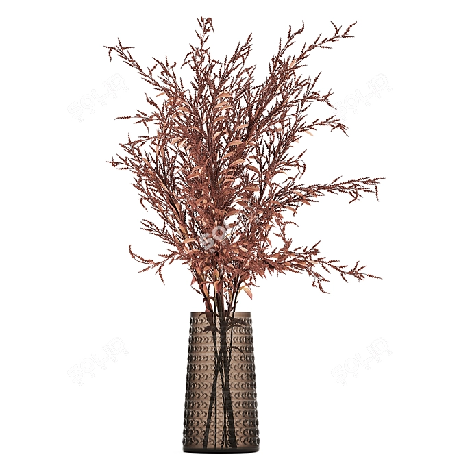 Golden Dried Bouquet in Vase 3D model image 4