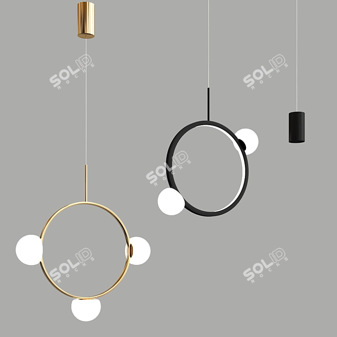 Glowing Circle Pendant Light 3D model image 1