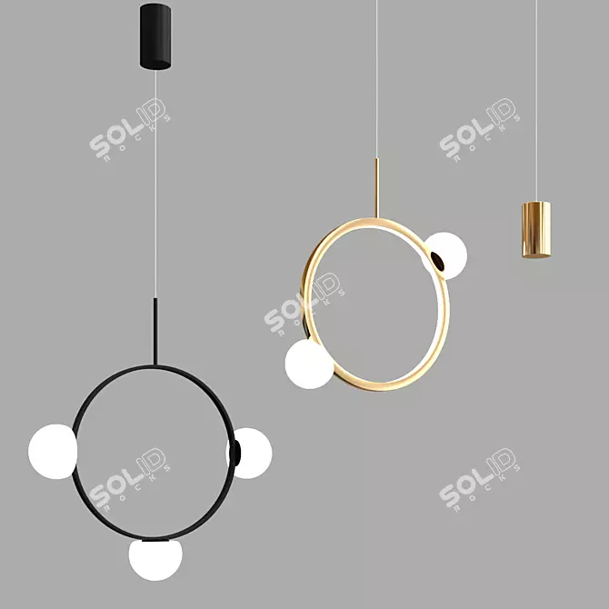 Glowing Circle Pendant Light 3D model image 2