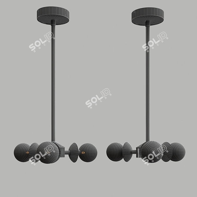 Elegant Trio Chandelier 3D model image 2