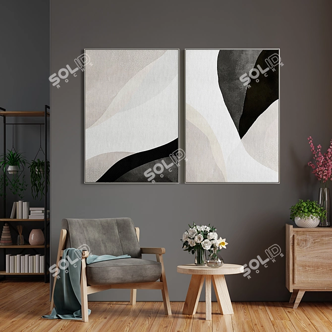 Modern Abstract Photo Frame Set 3D model image 2