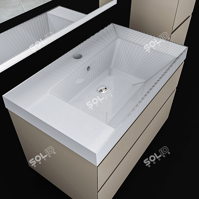 Modern White Gloss Sink Cabinet CUBO 80 3D model image 4