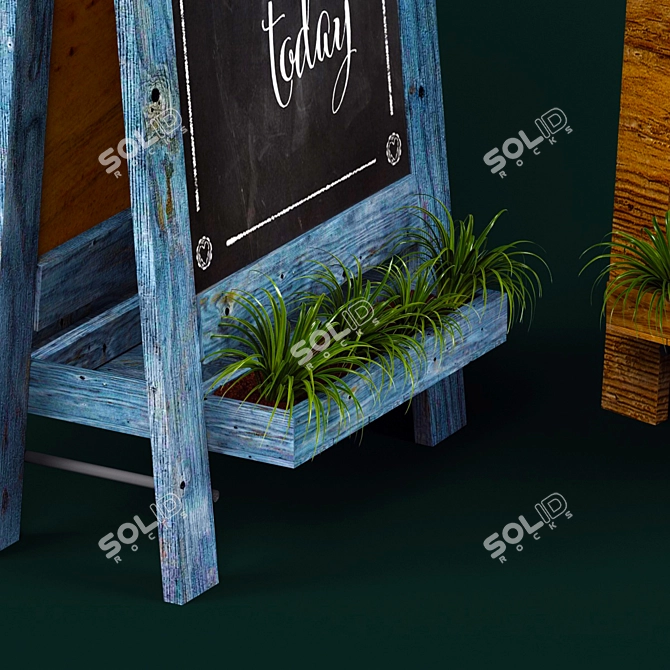 Restaurant Chalkboard Set with Plants 3D model image 2