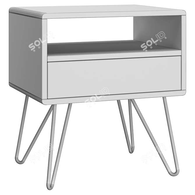 Sleek Grey Oak Bedside Table 3D model image 2