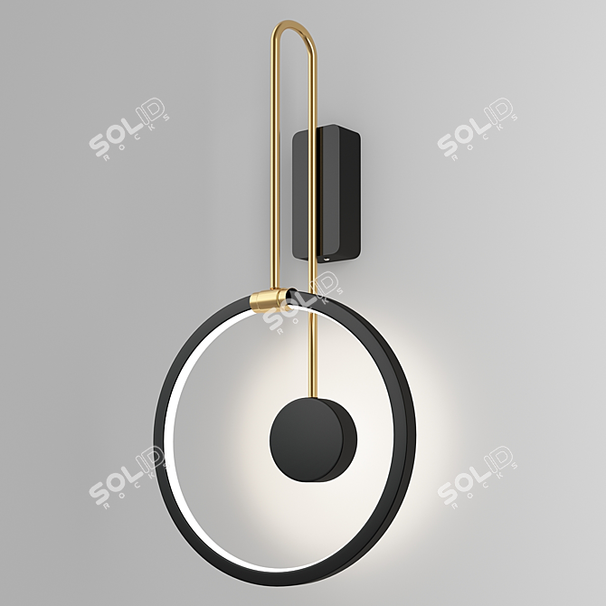 Modern Black Gold LED Wall Sconce 3D model image 1