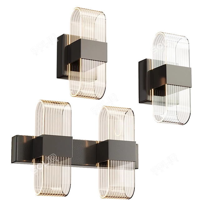 Sleek Wall Chandelier 3D model image 1