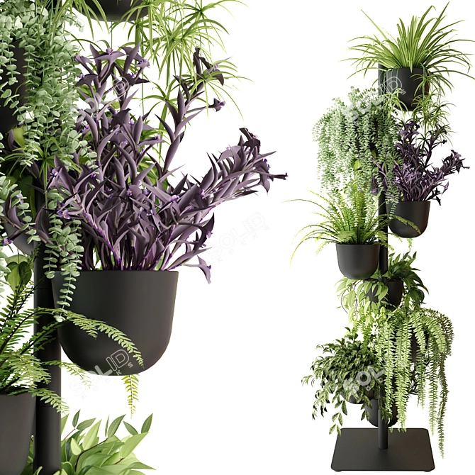 Indoor Plant Rack with Potted Greenery 3D model image 4