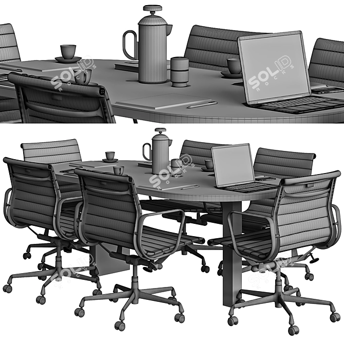 Elegant Oval Conference Table 3D model image 6