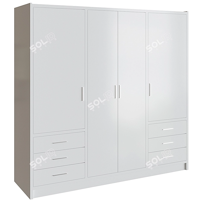 Modern Shoaf 4 Door Wardrobe 3D model image 4