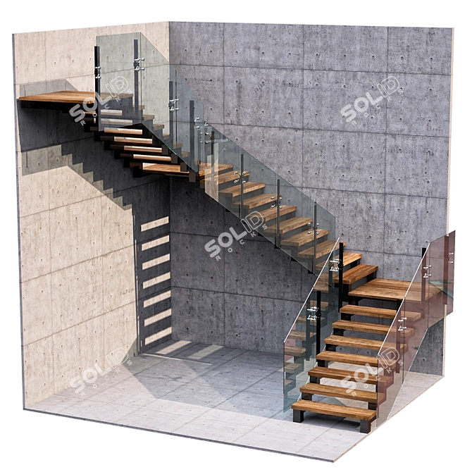 Contemporary Staircase Design 3D model image 1