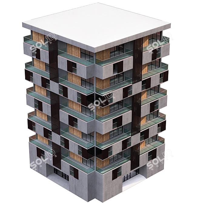Parametric Design Residential Building 3D model image 4