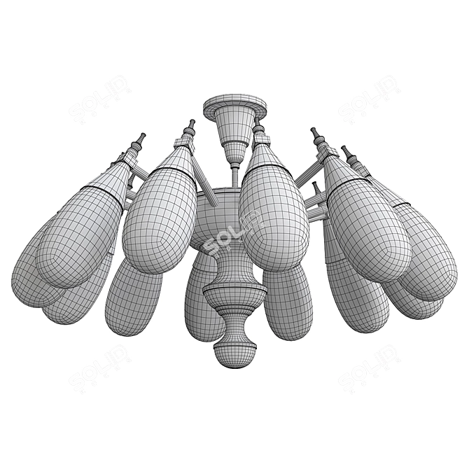 Stilnovo Opaline Brass Chandelier 3D model image 2