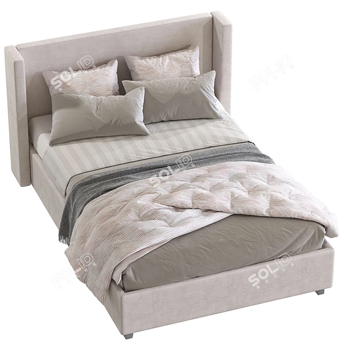 Elliot Shelter Upholstered Bed 3D model image 3