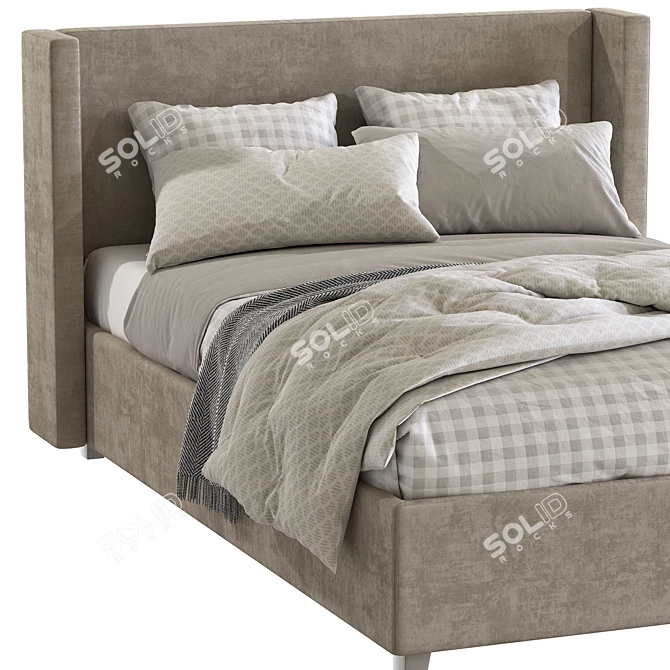 Elliot Shelter Upholstered Bed 3D model image 4