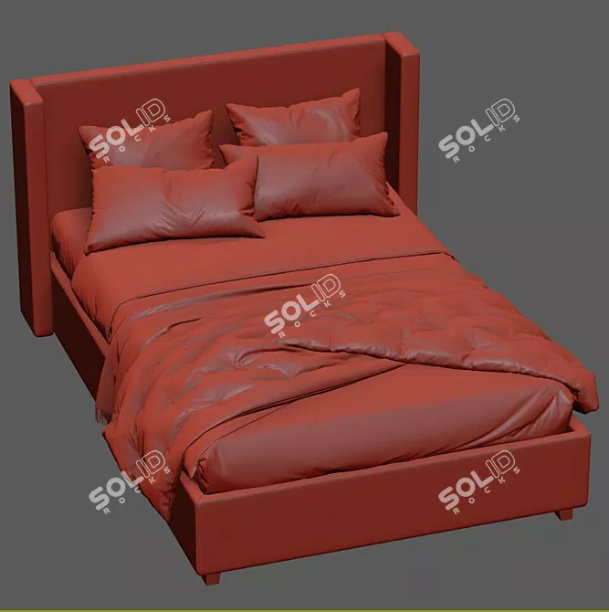Elliot Shelter Upholstered Bed 3D model image 7
