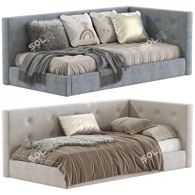 Cozy Corner Platform Bed 3D model image 1
