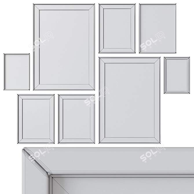 Photo Frames Set: 4 Colors, Various Sizes 3D model image 3