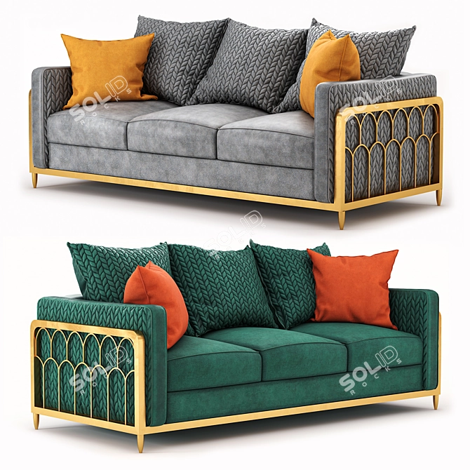 Golden Paradise Plush Sofa 3D model image 1