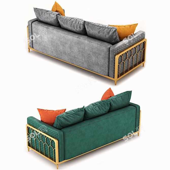 Golden Paradise Plush Sofa 3D model image 4