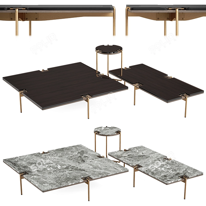 Elegant Turri Blues Coffee Table 3D model image 1