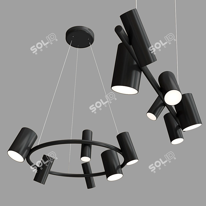 Glamorous Can Can Pendant: Modern Swivel Metal Lamp 3D model image 2