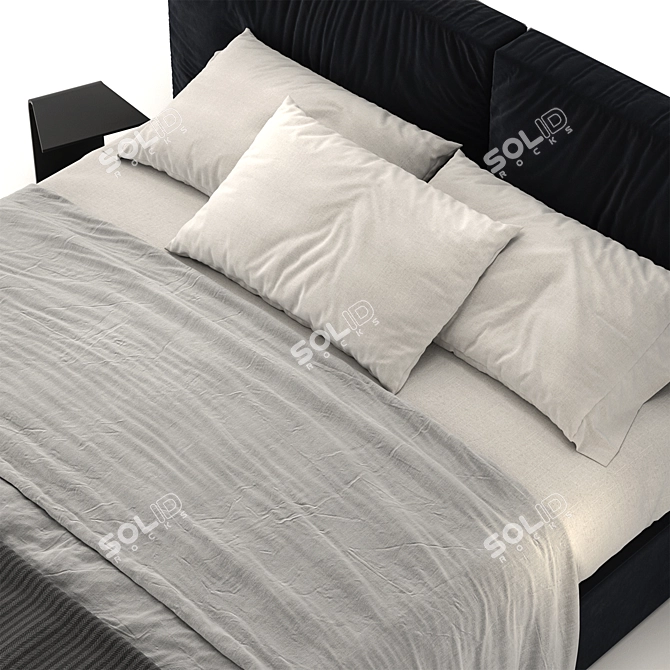 DITRE Flann Black Bed - Sleek and Stylish 3D model image 3