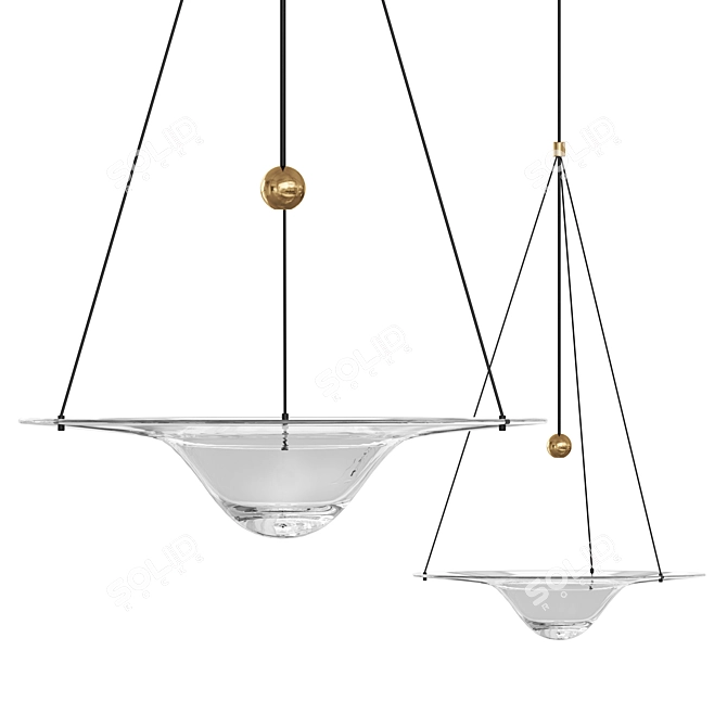 Elegant Timepiece Glass Chandelier 3D model image 1