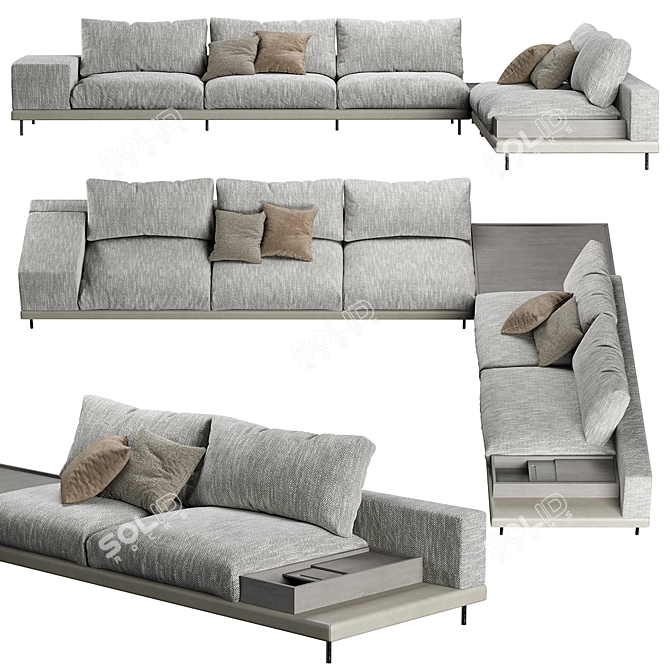 Space Sectional Sofaclub: Versatile Design and Customizable Color 3D model image 1