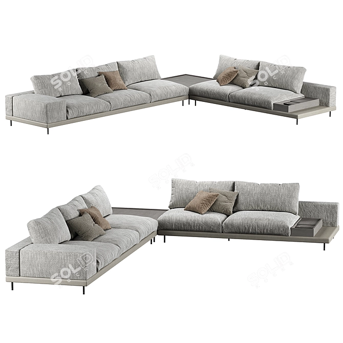 Space Sectional Sofaclub: Versatile Design and Customizable Color 3D model image 2