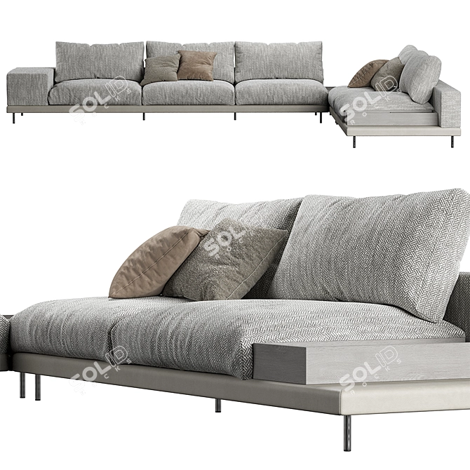 Space Sectional Sofaclub: Versatile Design and Customizable Color 3D model image 5