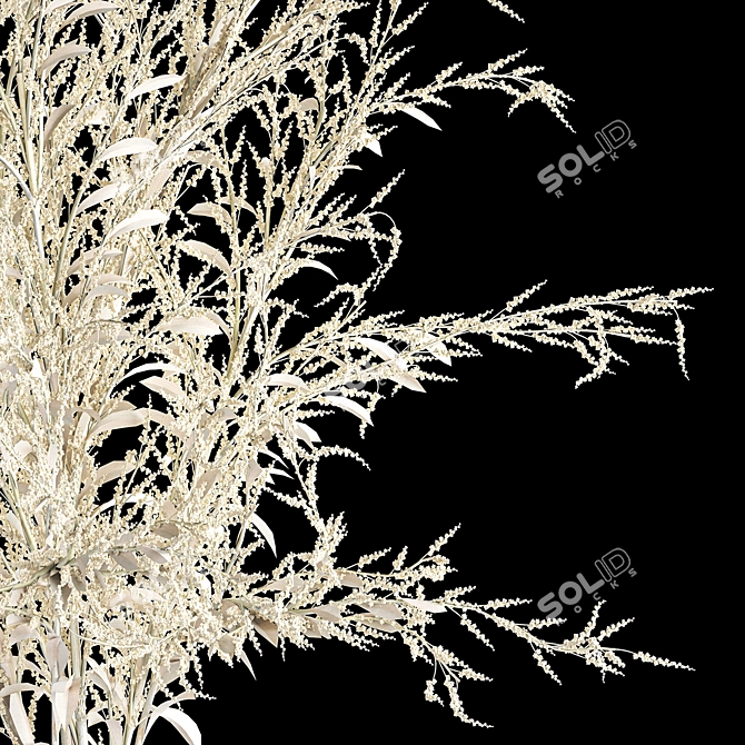 Elegant White Dry Flower Bouquet 3D model image 4