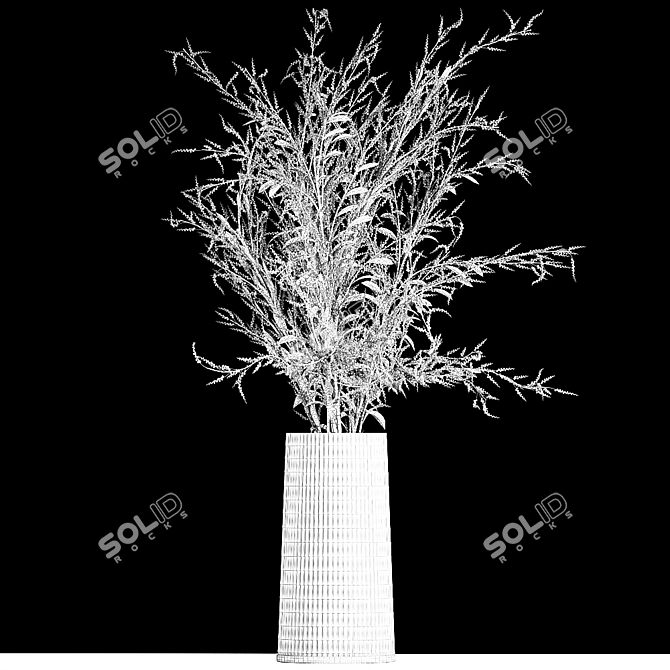 Elegant White Dry Flower Bouquet 3D model image 6