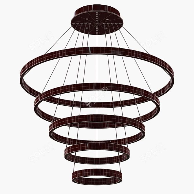 Sleek Aluminum LED Chandelier 3D model image 2