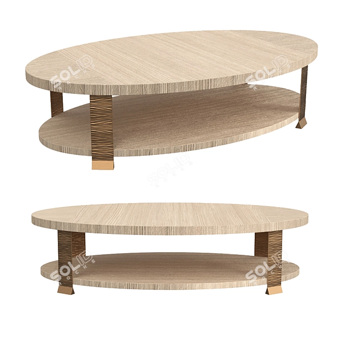 Elegant Geometric Wood Coffee Table 3D model image 1