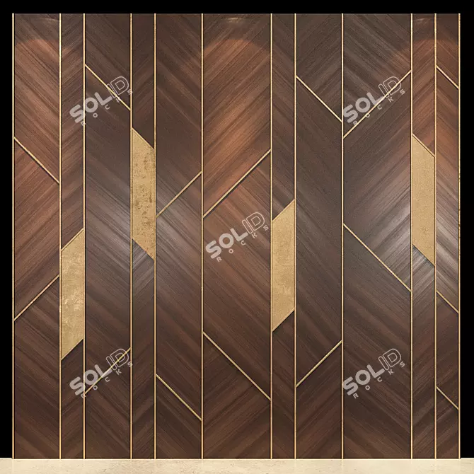 Elegant Wood Wall Panel 3D model image 1