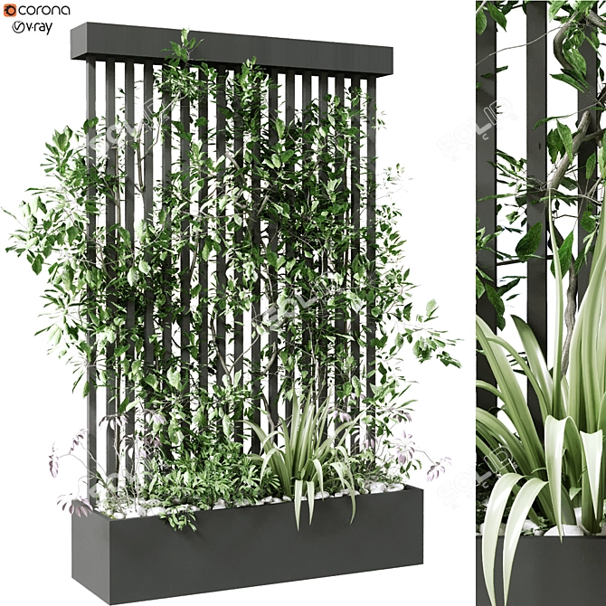 Vertical Greenery Box Set 124 3D model image 1