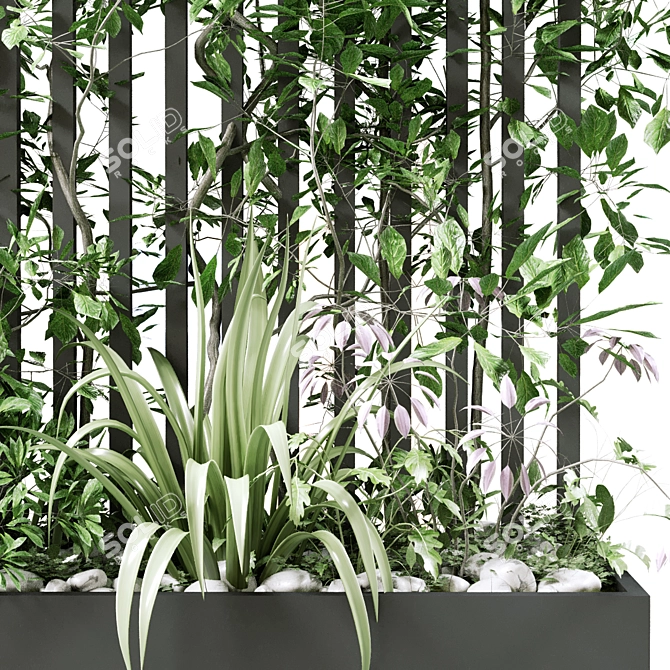 Vertical Greenery Box Set 124 3D model image 2