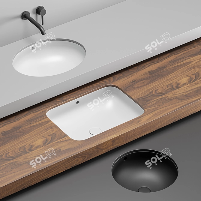 Elegant Cielo Washbasin Set 3D model image 1