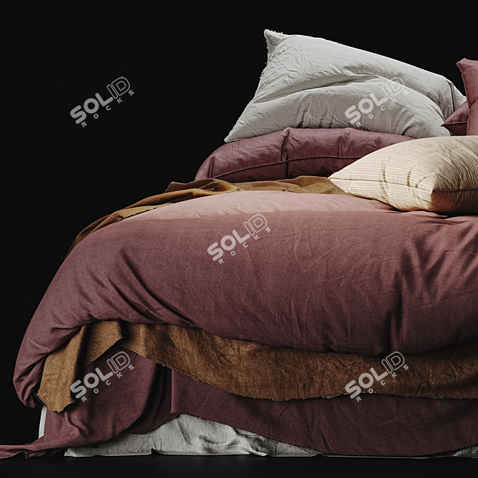 Luxury Linen Bedding Set 3D model image 2