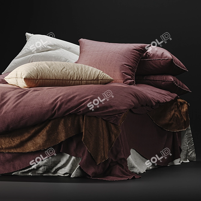 Luxury Linen Bedding Set 3D model image 3